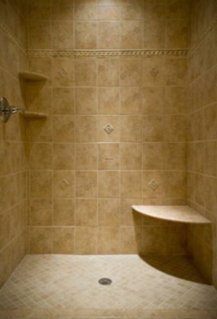 tile Bathroom ideas in walk in shower with seating and soap place