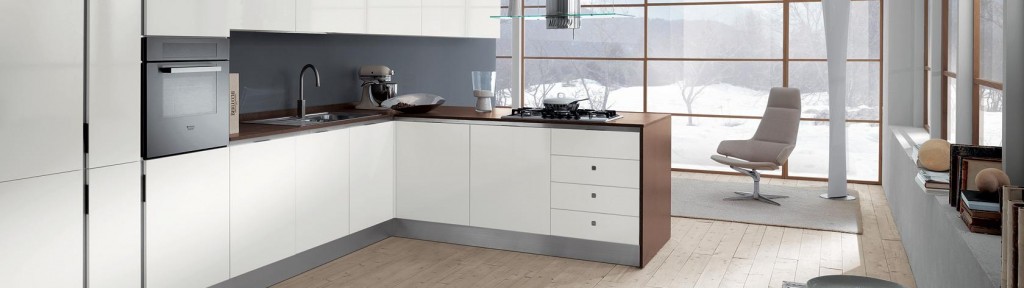 Movable compositions the L shaped contemporary kitchen with white door cabinet and grey backsplash
